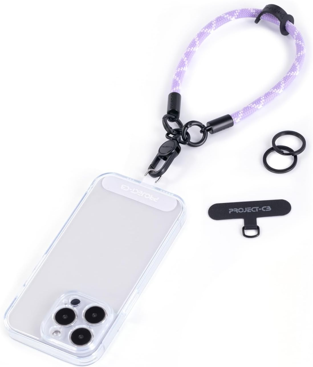 project-cb Phone Wrist Strap 1,Tether Tab 2,Phone Wristlet,Lanyard Wrist Strap,Key Holder,KeyChain,KeyRing×2(Purple)