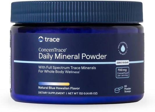 Trace Minerals ConcenTrace Daily Mineral Powder 60 Servings - 700mg of ConcenTrace per Serving (About 15 Drops) Full Spectrum for Whole Body Wellness- Blue Hawaiian Flavor
