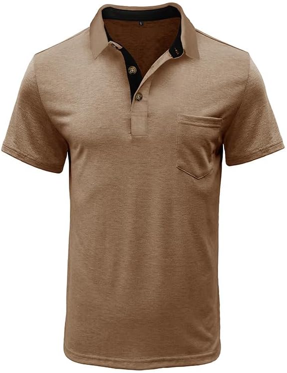 Men's Casual Polo Shirts Classic Button Basic Short Sleeve Shirt Solid Color Cotton Tees Golf Stylish Tops