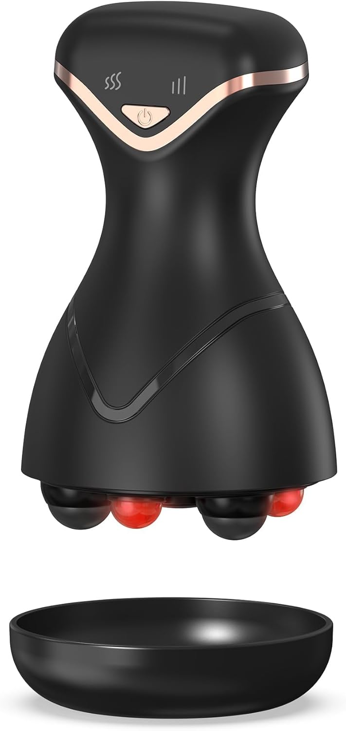 Rotary Abdominal Massager with Heat & Red Light, Handheld Cordless Stomach Massager for Digestion, Cellulite Reduction, Body Sculpting - Portable Lymphatic Drainage Tool for Belly, Legs, Thighs