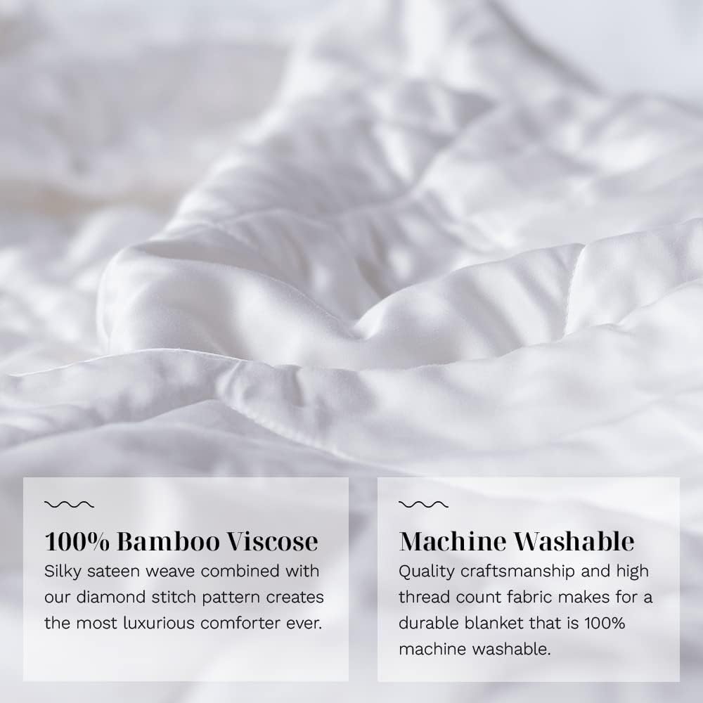 LUXOME Lightweight Blanket | 100% Rayon (Viscose) from Bamboo Fabric & Fill | Full/Queen - 86"x92" | Super Soft | Thermal-Regulating | White