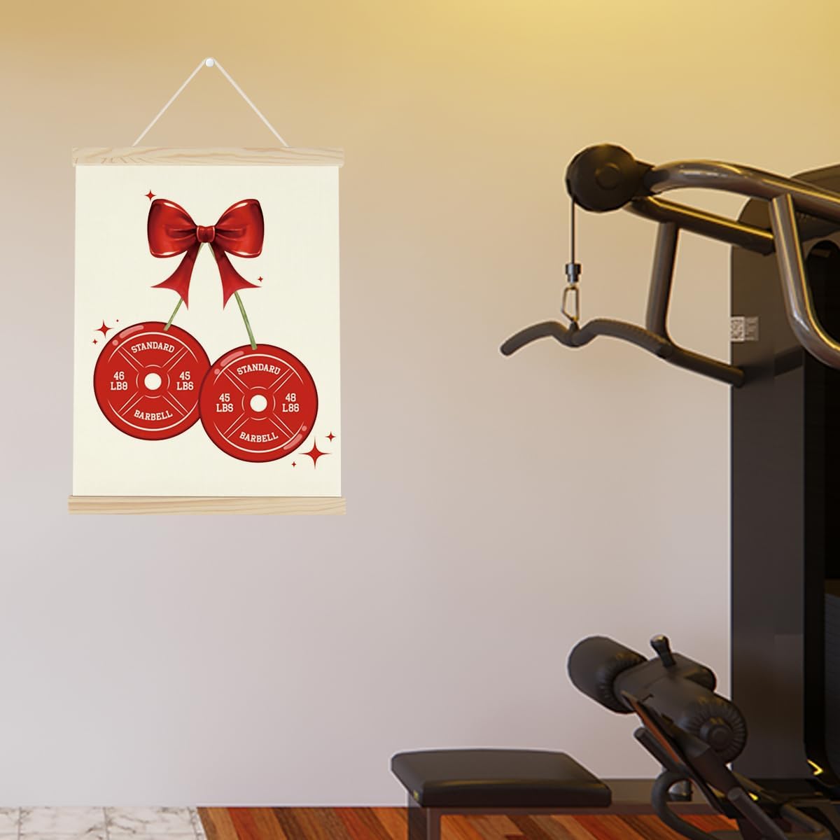 Gym Bow Dumbbell Motivational Posters College Dorm Posters Gifts for Girls Friends Gym Flag Wall Art Decor Sign for Home Gym Bedroom Office