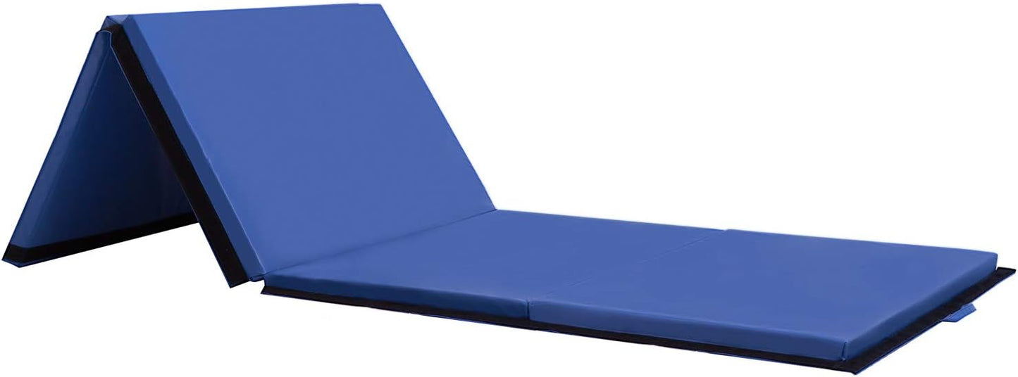 Gymnastics Tumbling Mats Portable Gymnastics Mat Foldable Tumbling Mat 2'x6'/4'x8' PU Leather Exercise Mat Yoga Mat with Carrying Handles for home Workout outdoor Yoga Gymnastics