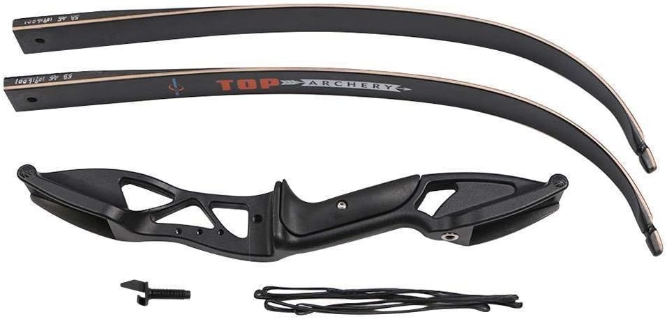 TOPARCHERY Archery 56" Takedown Hunting Recurve Bow Metal Riser Right Hand Black Longbow