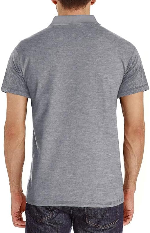 Men's Casual Polo Shirts Classic Button Basic Short Sleeve Shirt Solid Color Cotton Tees Golf Stylish Tops