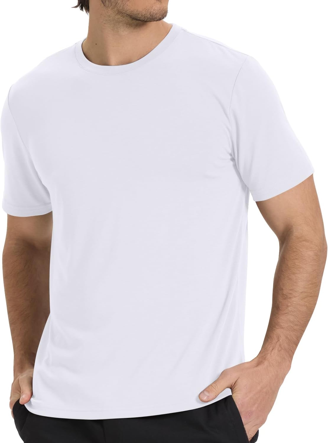 BAMBOO COOL Men's Crewneck T-Shirts Short Sleeve Heavy Weight Tees Athletic Casual Basic T Shirt