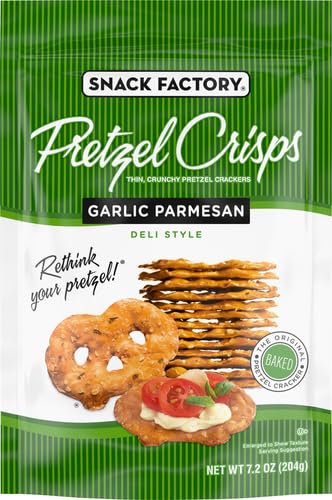 Snack Factory Garlic Parmesan Pretzel Crisps, 7.2 OZ Resealable Bag (Pack of 2)