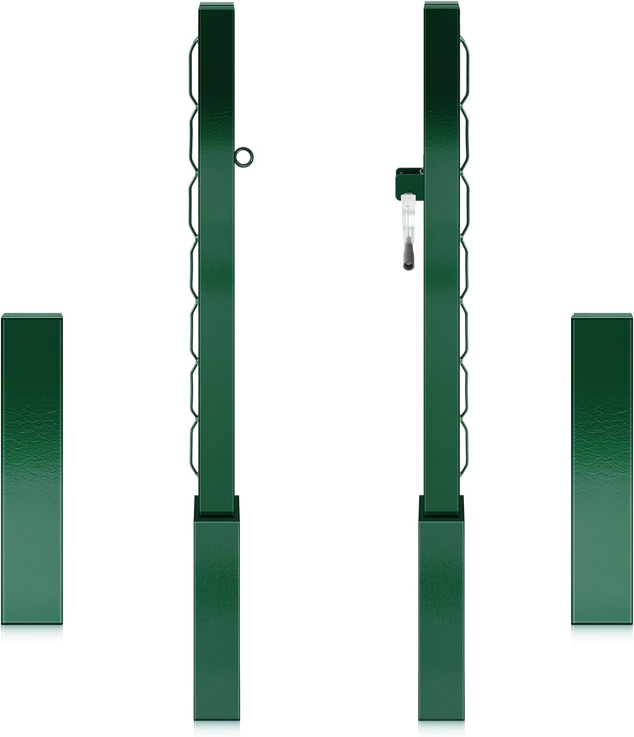 Tennis Posts with Net Crank Outdoor Heavy Duty Professional Green Tennis Permanent Court Kit for Net Quick Fixation System Equipped with a Cable Reel