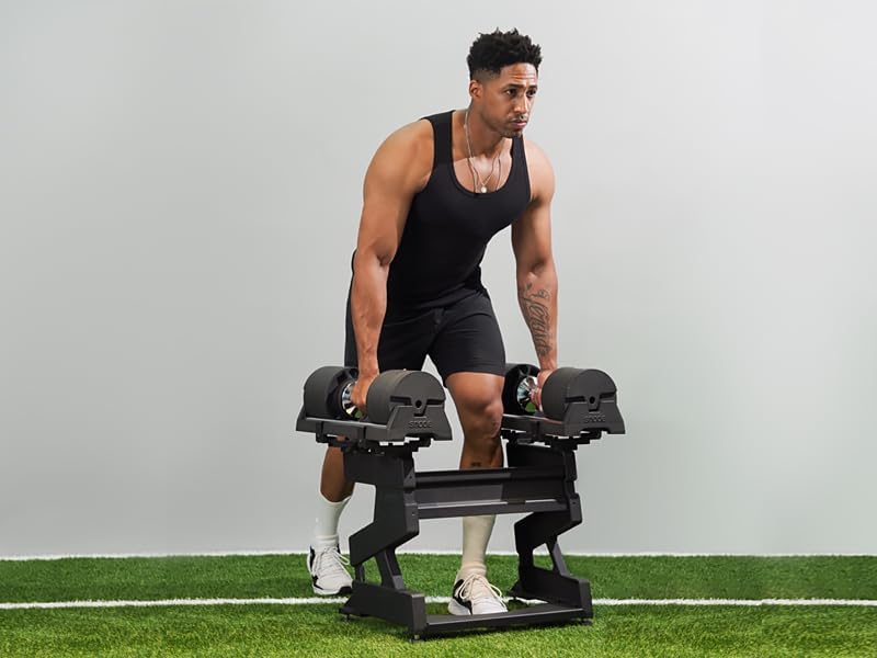 SNODE AD80 Drop Proof 80 lbs Adjustable Dumbbell Set -Adjustable Weights with Cast Iron Plates and Cradle, Knurled Handle, Fast Adjust, Compact Home Gym Equipment for Bench & Press