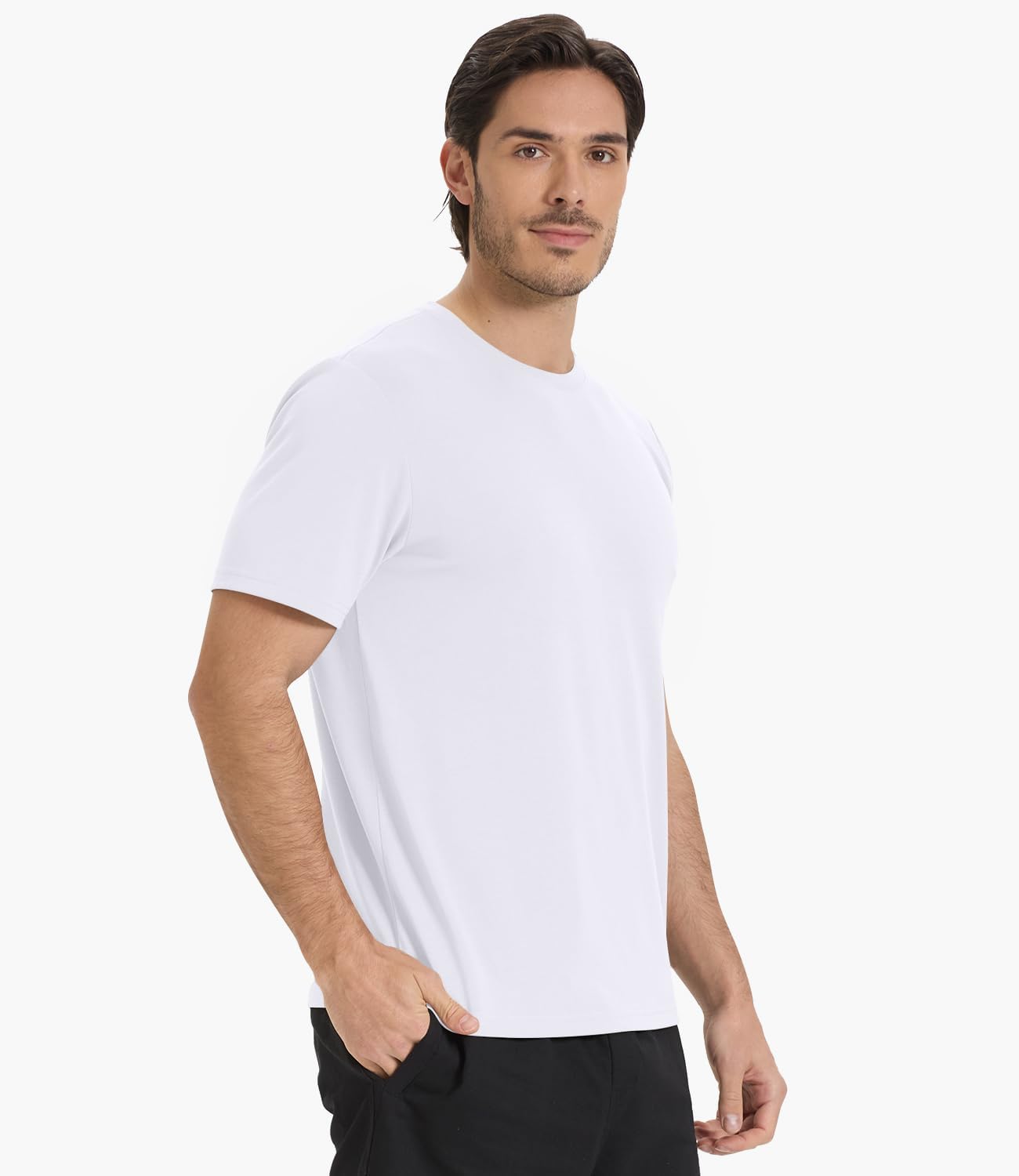 BAMBOO COOL Men's Crewneck T-Shirts Short Sleeve Heavy Weight Tees Athletic Casual Basic T Shirt