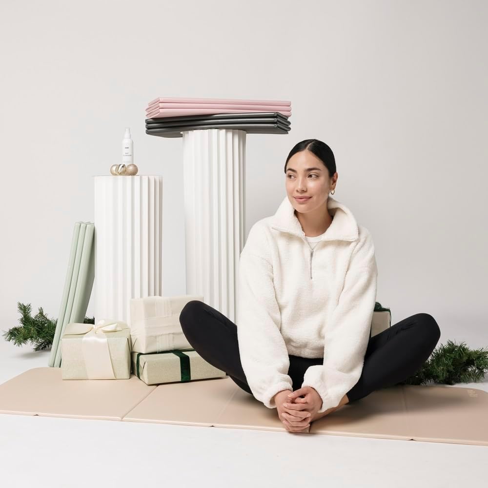 Foldable Multi-Purpose Fitness & Yoga/Pilates Mat, Workout Mat with Non-Slip Surface, Portable & Lightweight, For Studio or Home Use, As Seen on Shark Tank