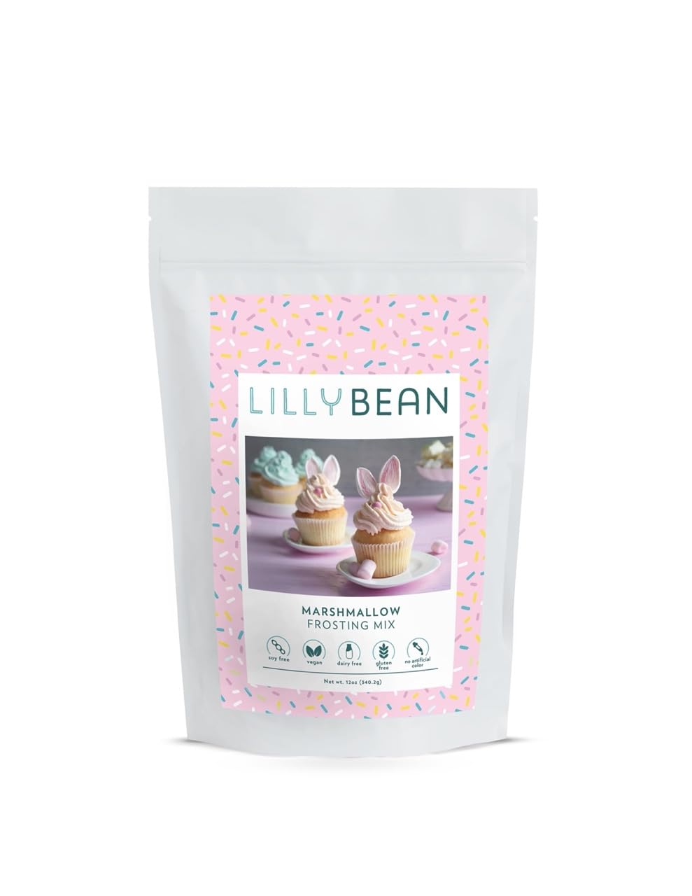 LillyBean Gluten Free Marshmallow Buttercream Frosting Mix with No Artificial Colors - Dairy and Soy Free, Vegan Icing for Decorating Cakes, Cupcakes, Cookies - 12 oz