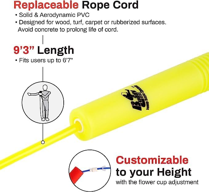 Buddy Lee Magic Speed Pro Fitness Jump Rope - | Ergonomically Designed Long Handles| Flower Cup Adjustment System| Endorsed by Jump Rope Champions | A Perfect Choice For Kids & Adults