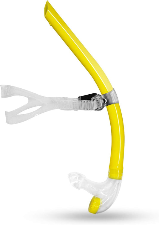 Panzexin Swim Snorkel, One-Way Purge Valve Swimmers Snorkel for Lap Swimming Training Snorkeling, Front Mounted Training Gear with Comfortable Silicone Mouthpiece