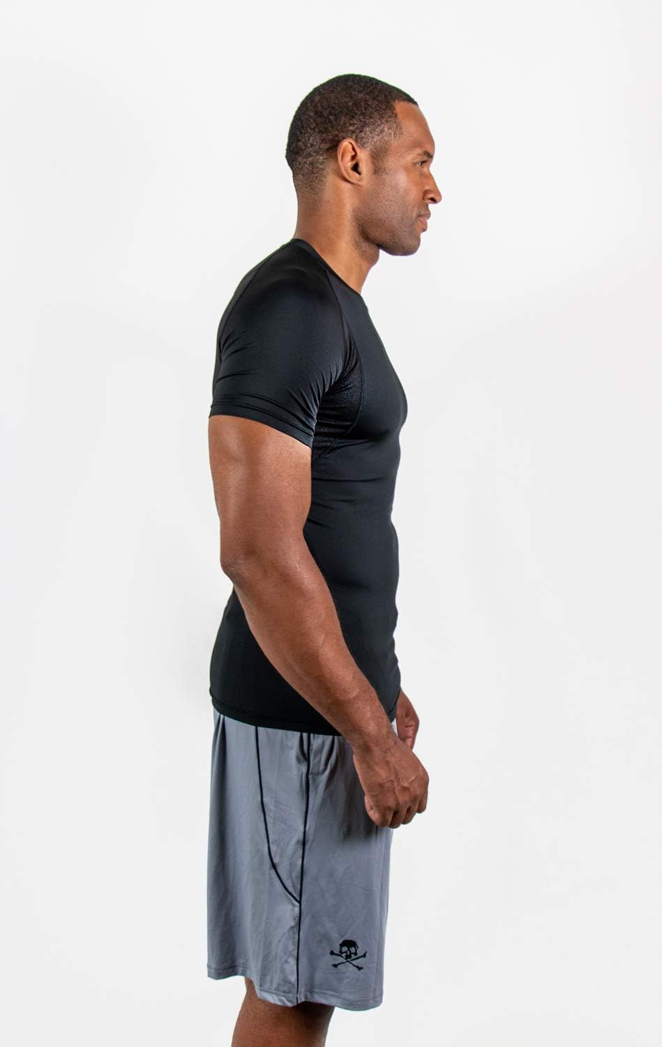 DEVOPS 3 Pack Men's Cool Dry Short Sleeve Compression Shirts, Sports Baselayer T-Shirts Tops, Athletic Workout Shirt