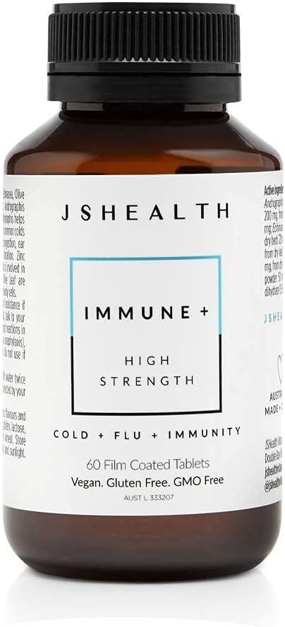JSHealth Vitamins Immune + Immunity Booster Supplement with Zinc Vitamin C Echinacea and Olive Leaf Antioxidants (60 Tablets)