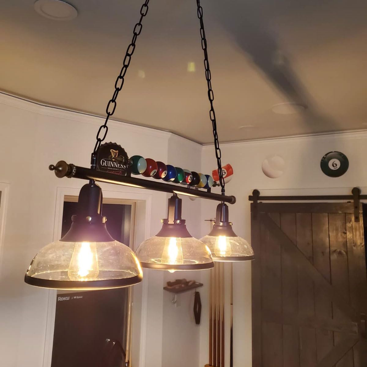 MADISH Billiard Pendant Lights, Retro Island Light Fixtures, for 7'-8' Hanging Pool Table Lights for Bar, Cafe, Billiards Room, Snooker Table, Kitchen Island, Beer Party
