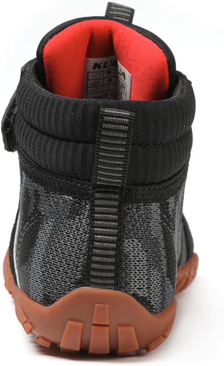 KUBUA Kids High Top Barefoot Shoes Boys Girls Minimalist Sneakers Lightweight Comfort Zero Drop Shoes Toddler Little Big Kid