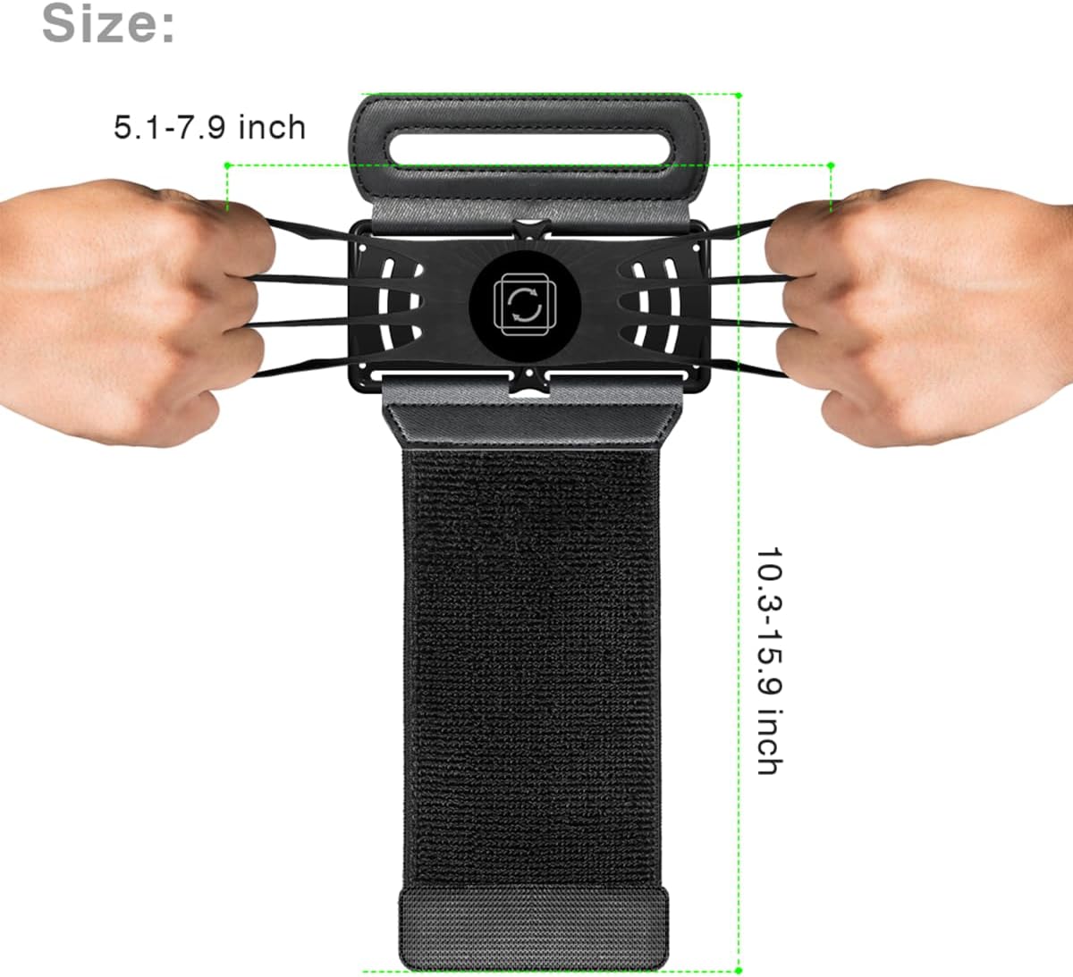 VUP Detachable Cell Phone Running Armband 360°Rotatable for iPhone 16/15/14/13/Pro Max/Pro/Mini/12/11, Fits All 4-6.9 Inch Smartphones, with Key Holder,Phone Holder for Running Hiking Biking (Black)