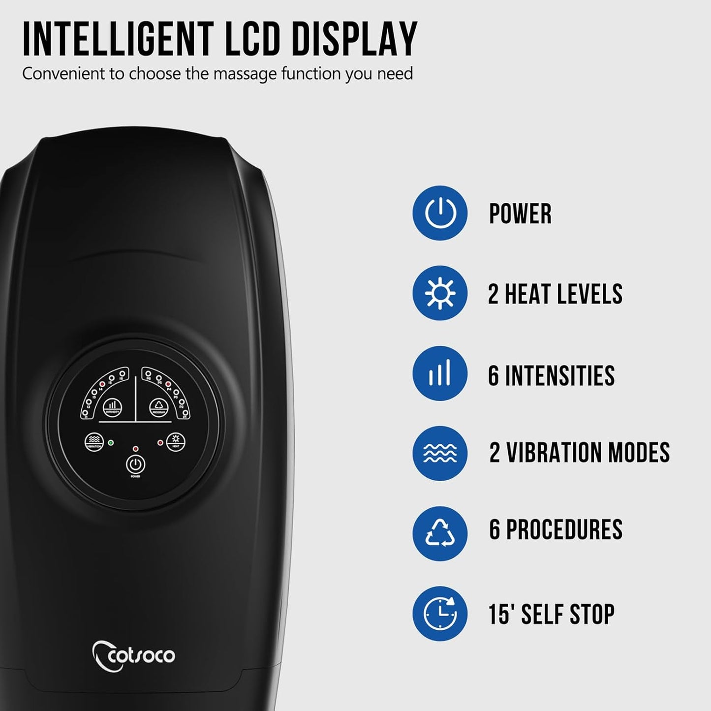 cotsoco Hand Massager with Heat and Compression, 6 Levels Hand Therapy for Arthritis and Carpal Tunnel Relief, Finger and Wrist Cordless Massager Machine for Pain Relief, Gifts for Women Men, Black