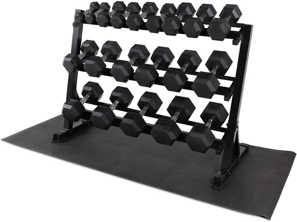 WF Athletic Supply Heavy-Duty Dumbbell Rack Stand, Weight Rack for Home Gym, Weight Holder, Available Sizes for Storage 5-50LB or 5-75LB Dumbbell Pairs, Black/Red/Green/Blue, RACK ONLY