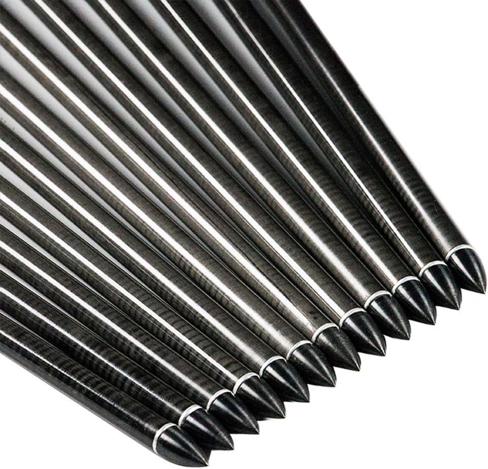 Linkboy Archery 30inch Carbon Arrows 300 340 Spine 0.003 Target Arrows Practice Recurve Compound Hunting Bow Longbow Pack of 12PCS