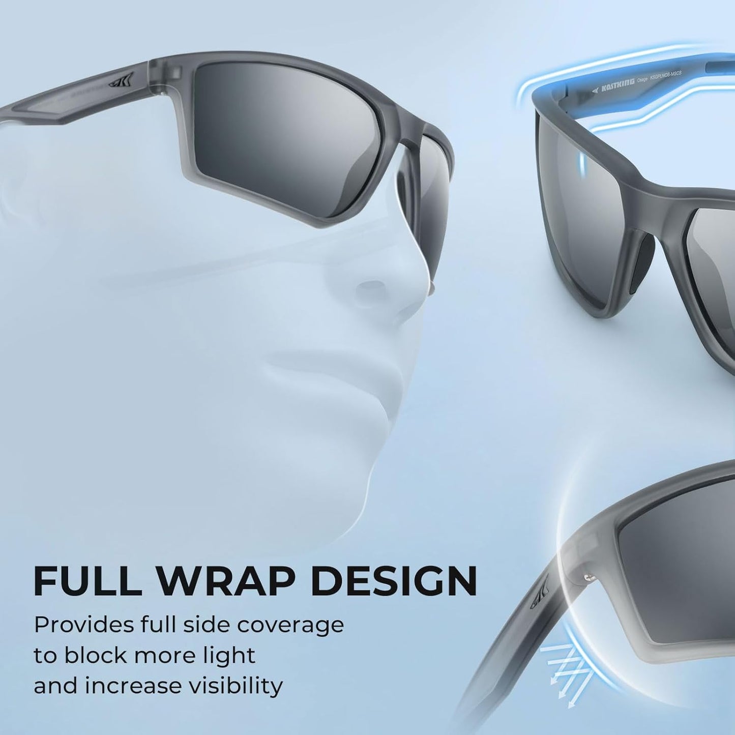KastKing Osage Polarized Sport Sunglasses for Men and Women, Ideal for Driving Fishing Cycling Running, UV Protection