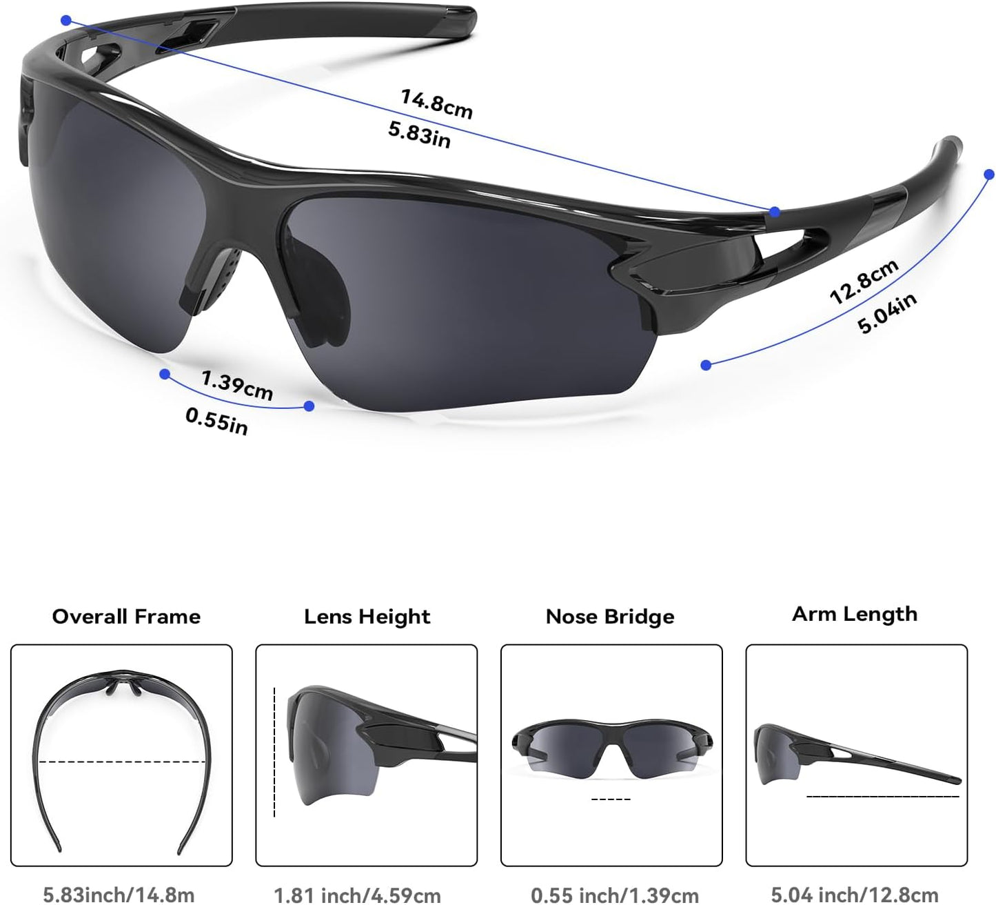 BEACOOL Polarized Sports Sunglasses for Men Women Youth Baseball Fishing Cycling Running Golf Motorcycle Tac Glasses UV400