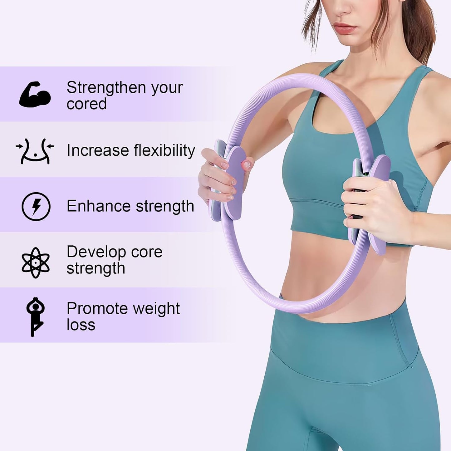 Pilates Ring 15 Inch Magic Circle Ring, Dual Padded Handles Pilates Rings Circle, Adjustable Yoga Ring