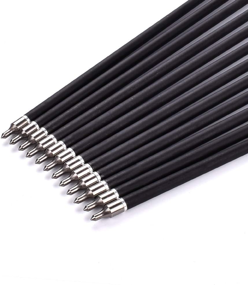YLS Archery 26/28/30Inch Carbon Arrow Practice Hunting Arrows with100 Grain Removable Tips for Compound & Recurve Bow(Pack of 12)