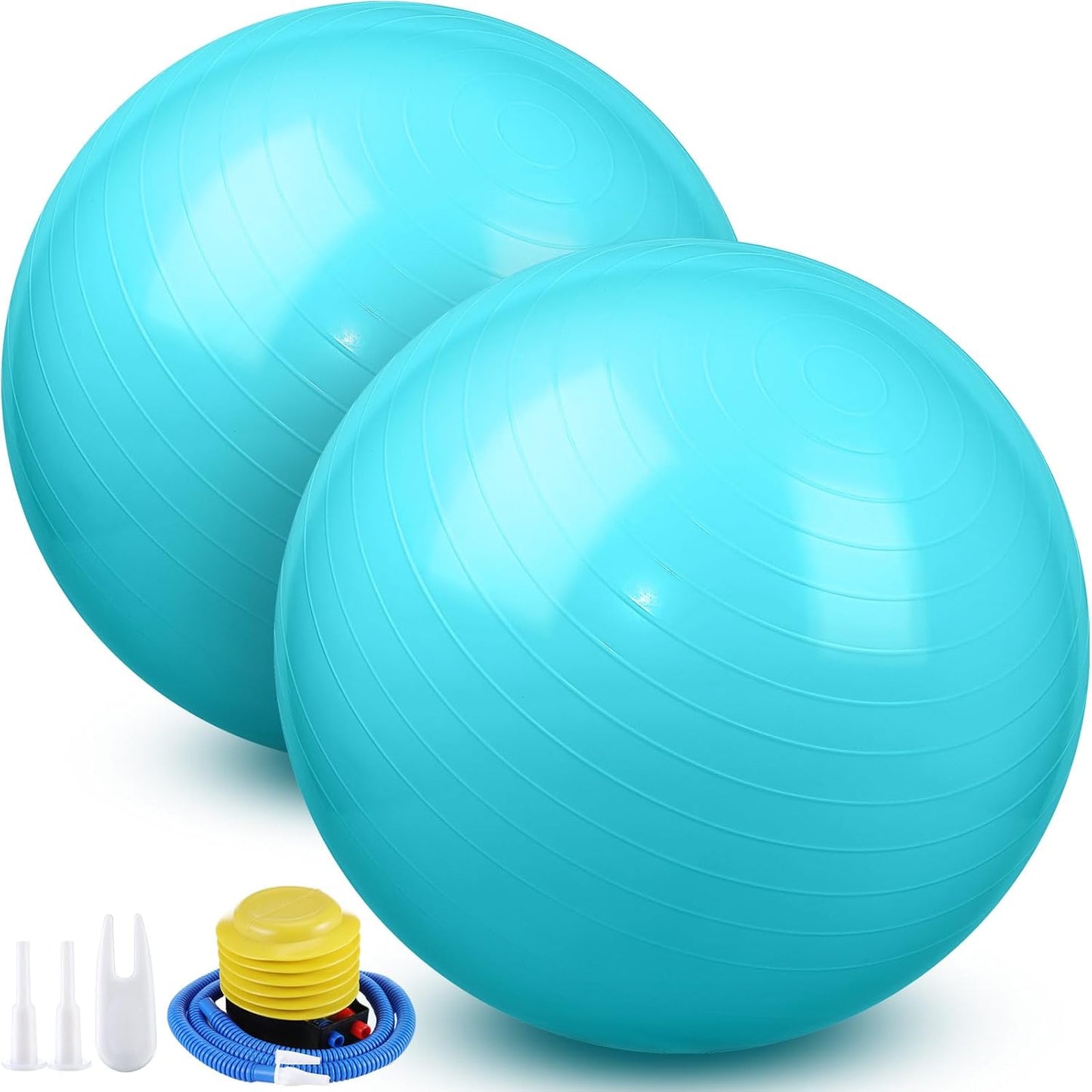 Leyndo 2 Pcs Yoga Ball Exercise Ball Large 26 Inch Exercise Anti Burst Birthing Fitness Ball with Pump, 26 Inches/ 65 cm for Improved Posture, Balance, Yoga, Pilates, Training