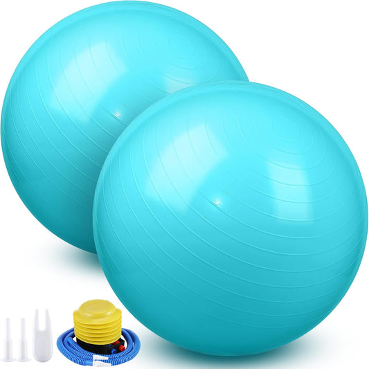 Leyndo 2 Pcs Yoga Ball Exercise Ball Large 26 Inch Exercise Anti Burst Birthing Fitness Ball with Pump, 26 Inches/ 65 cm for Improved Posture, Balance, Yoga, Pilates, Training