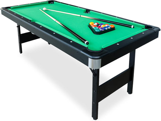 Seydrey 6-Foot Portable Foldable Pool Table with All Accessories – Compact Billiards Table for Home, Game Room, Apartment