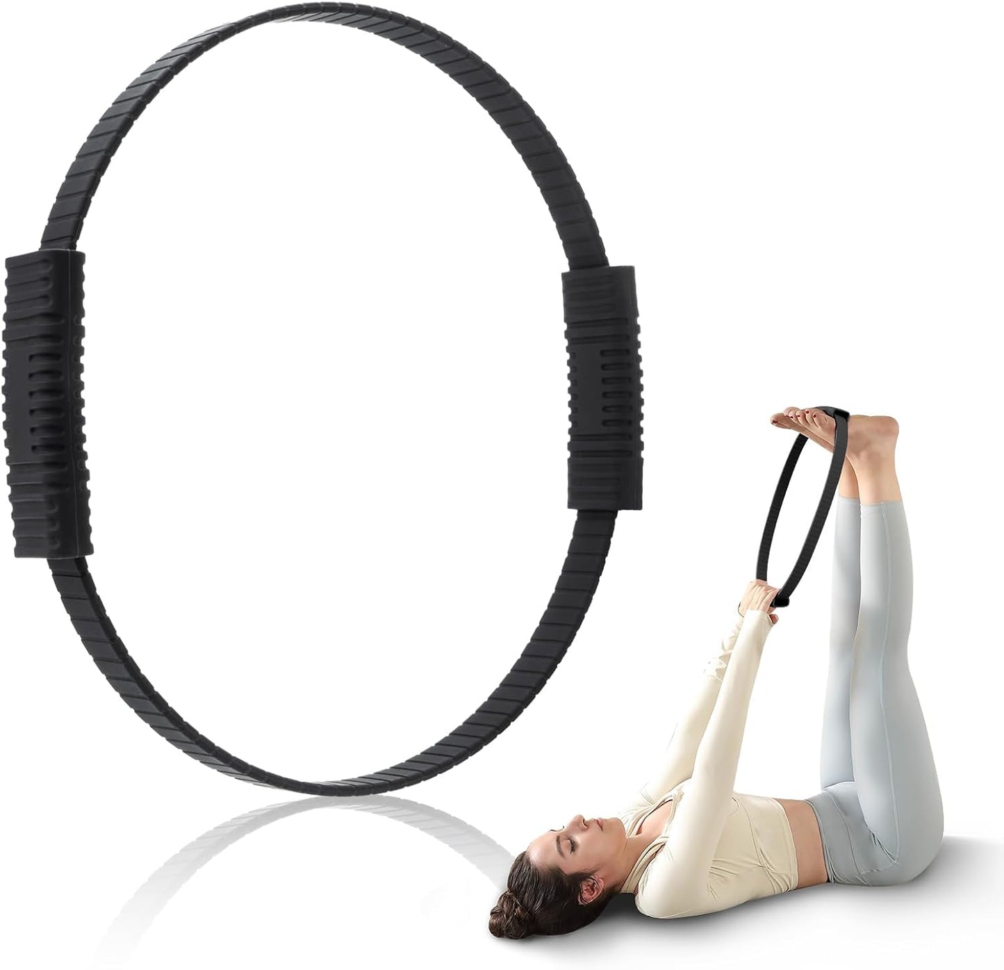 Pilates Ring, 13.5" Silicone Magic Pilates Fitness Circle with Dual Grip, Lightweight & Durable Flexible Resistance Exercise Equipment for Toning Arms, Thighs, Legs, Core