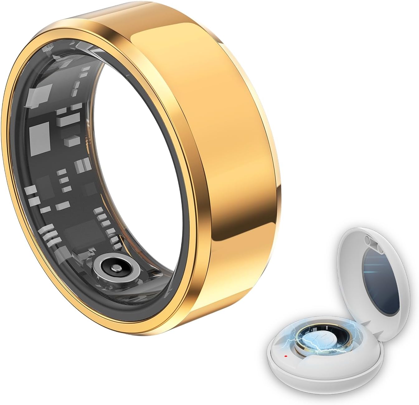 Smart Ring Health Tracker - Fitness Sleep Heart Rate Blood Oxygen Tracker Smart Ring for Men and Women,IP68 Waterproof Level Bluetooth Fitness Tracker Rings - Free APP