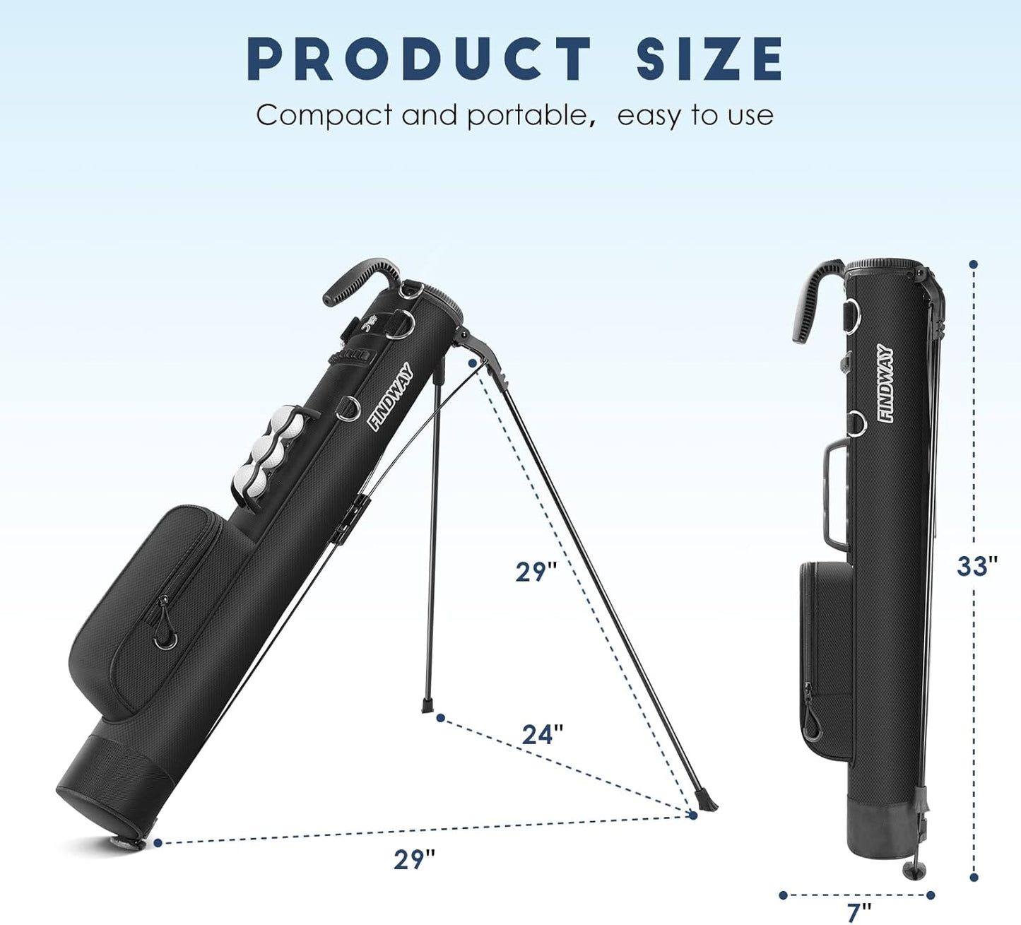 Findway Golf Stand Bag, Small Golf Bag for The Driving Range, Par 3 and Executive Courses, Lightweight Golf Club Carry Bag with Ball Holder and Pockets for Men Women