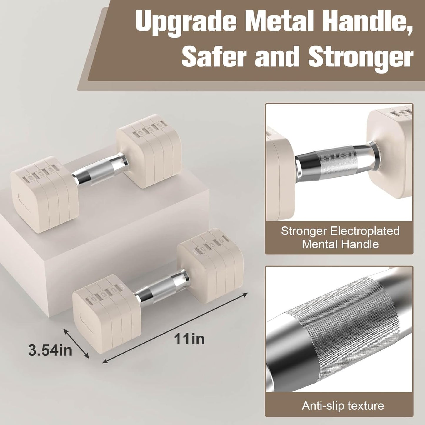 22LBS Adjustable Dumbbells Set, Adjustable Weight Dumbbells with 4 Levels 4.4lb, 6.6lb, 8.8lb, 11lb, Hand Weights Sets for Women/Men Home Gym Full Body Workout