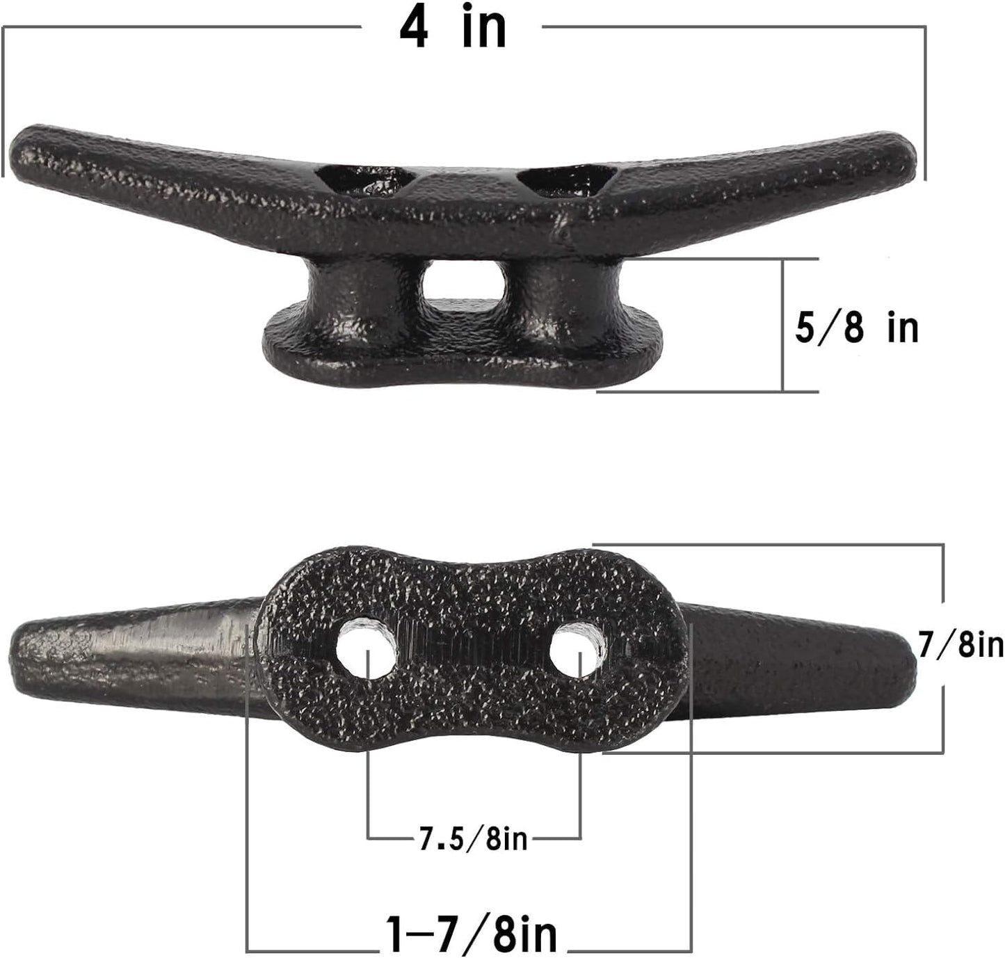 4 inch Dock Cleats 4/6/8/12/16/20/24 Pack,Boat Dock Cleats Rope Cleat Marine Cleats Iron Boat Cleats with Hardware ldeal for Deck,Nautical Decor,Cleats for Boat Dock,Boat Tie Down Cleats
