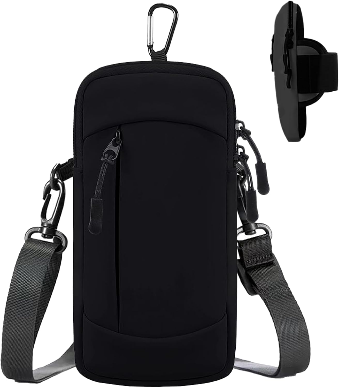 Cell Phone Crossbody Bag with Arm Band, Waterproof Phone Holder Pouch Fits iPhone & Android up to 7'', Small Sling Shoulder Purse for Running, Hiking, Travel, Workout (Black)