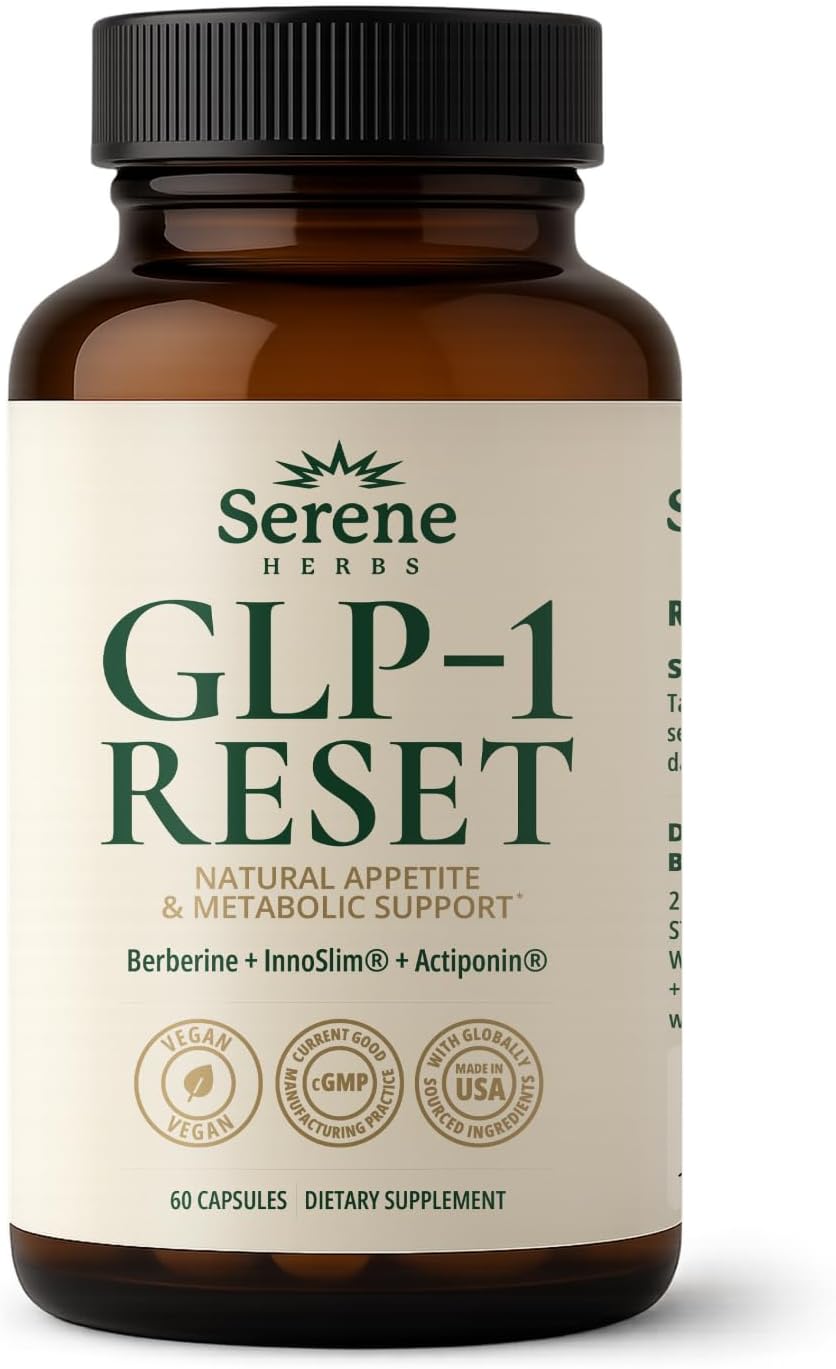 GLP-1 Supplement for Women & Men - Hunger & Metabolism Support with Berberine, InnoSlim, Actiponin - Natural GLP1 Booster to Support Appetite, Digestion & Gut Health - Vegan - 60 Capsules