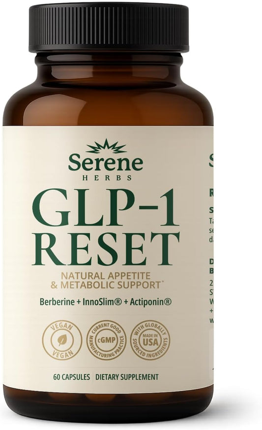 GLP-1 Supplement for Women & Men - Hunger & Metabolism Support with Berberine, InnoSlim, Actiponin - Natural GLP1 Booster to Support Appetite, Digestion & Gut Health - Vegan - 60 Capsules