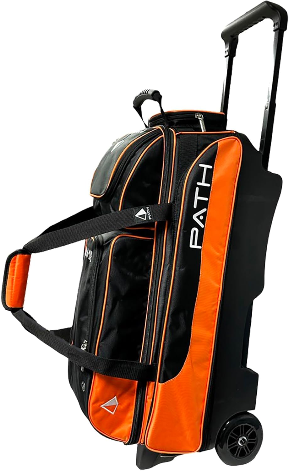 Pyramid Path Triple Premium Deluxe Roller Bowling Bag With Extra Large Separate Shoe Compartment (Up To US Mens Size 16) and 5 Accessory Pockets, 5" Wheels, Retractable Locking Handle - Extends to 42"