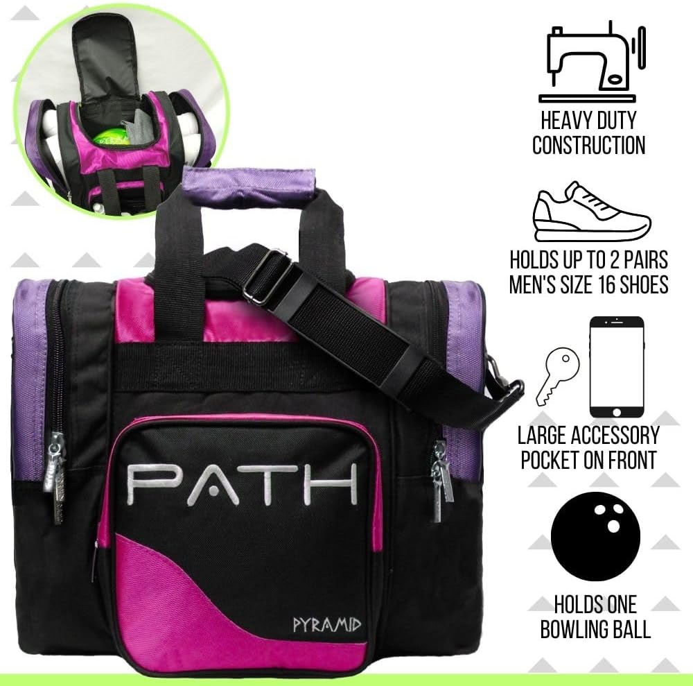 Pyramid Path Pro Deluxe Single Bowling Ball Tote - Holds One Ball, One Pair Shoes Up to Mens 15