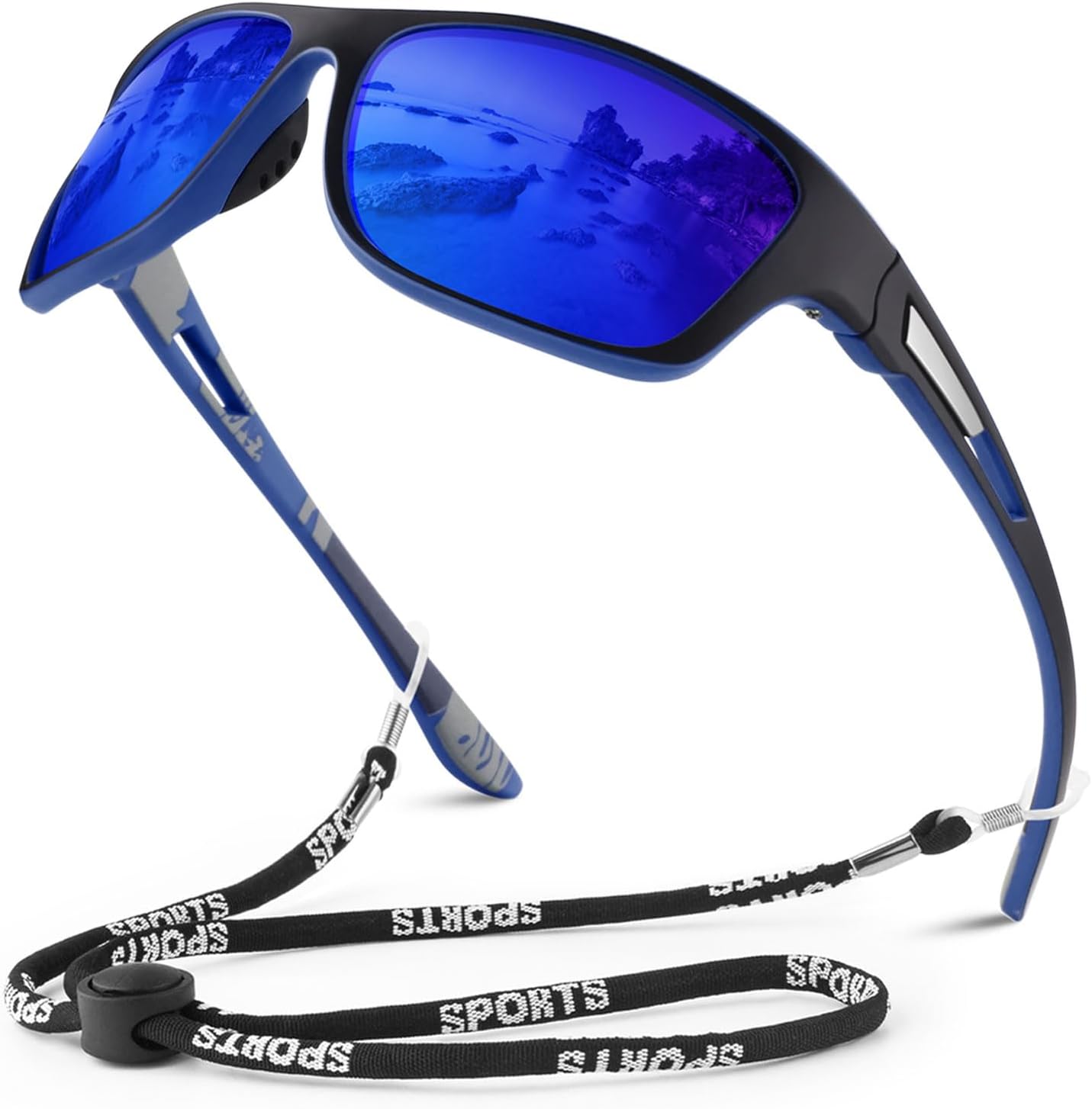 Polarized Sports Sunglasses for Men Women,Fishing Driving Rectangular Goggles UV400 Protection