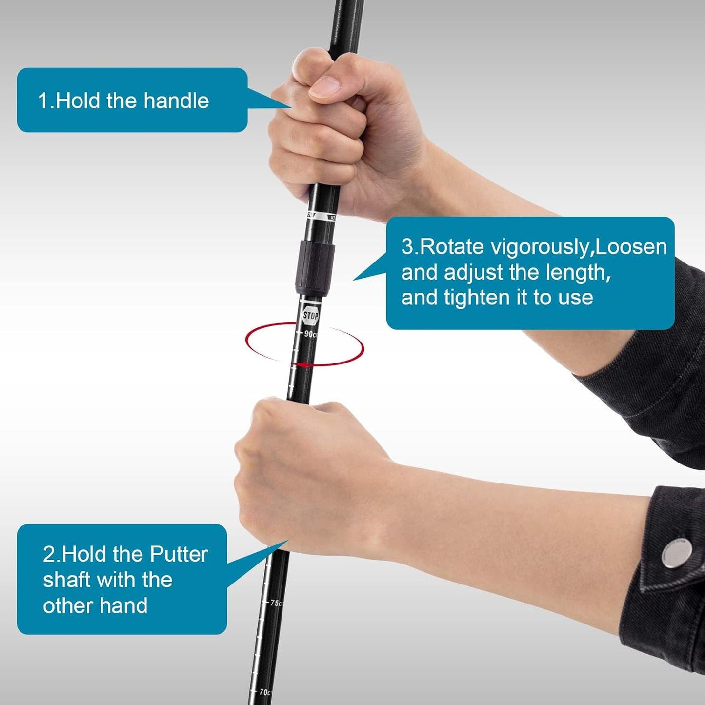 Lenwen 2 Pcs Golf Putter for Men Women Adjustable Length Two Way Putter Right or Left Handed Golfers Mini Golf Club with Practice Balls for Adults