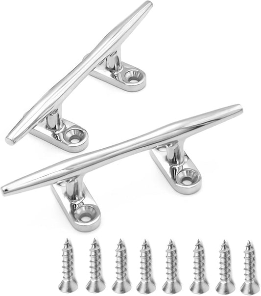 AMYSPORTS Heavy Rope Dock Cleat Marine Open Base Dock Cleats Stainless Steel Hardware Boat Cleat Mooring Kayak SUS316