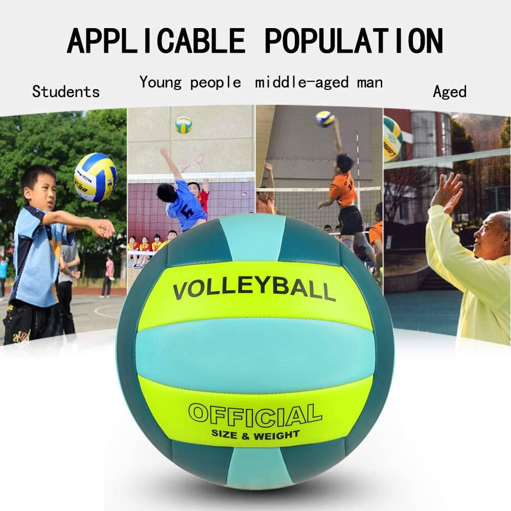 Volleyball Size 5 PU Leather Soft Indoor Outdoor Volleyballs Sports Training Game Play Ball for Beginner, Teenager, Adult, 8.2