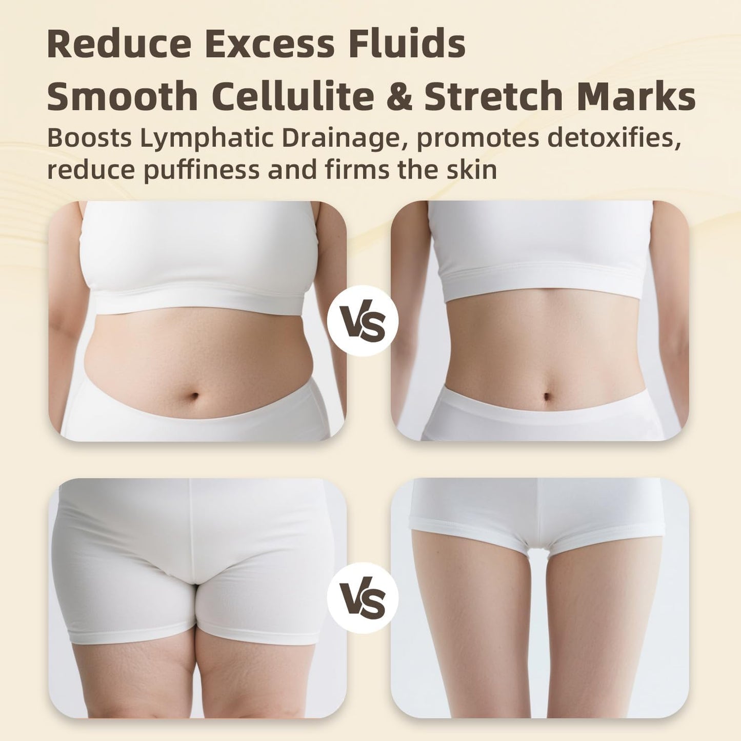 Lymphatic Drainage Massager Anti Cellulite Massage Tool Body Sculpting Machine with Soothingpulse, Light, Heat & Vibration, Help Care Stretch Marks & Smooth Cellulite for Legs, Arms & Belly