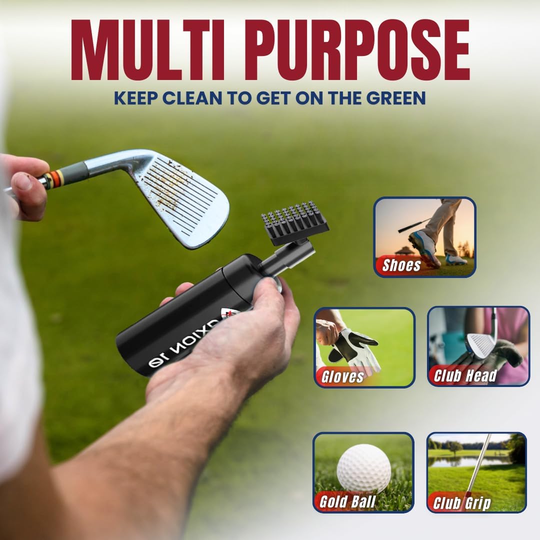 Premium Club Cleaner for Golf Bag & Microfiber Golf Towel, Heavy Duty Magnetic Clip; Golf Brush and Groove Cleaner, Golf Club Cleaner Brush, Great Golf Gift, 4oz Golf Club Water Brush (Perfect Size)