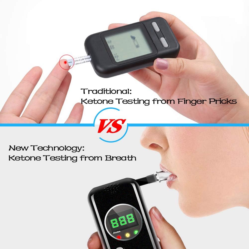 Ketosis Breath Meter, Professional Keto Tester Digital Display Breathalyzer for Anyone Health with 10pcs Mouthpieces(mmol/L)
